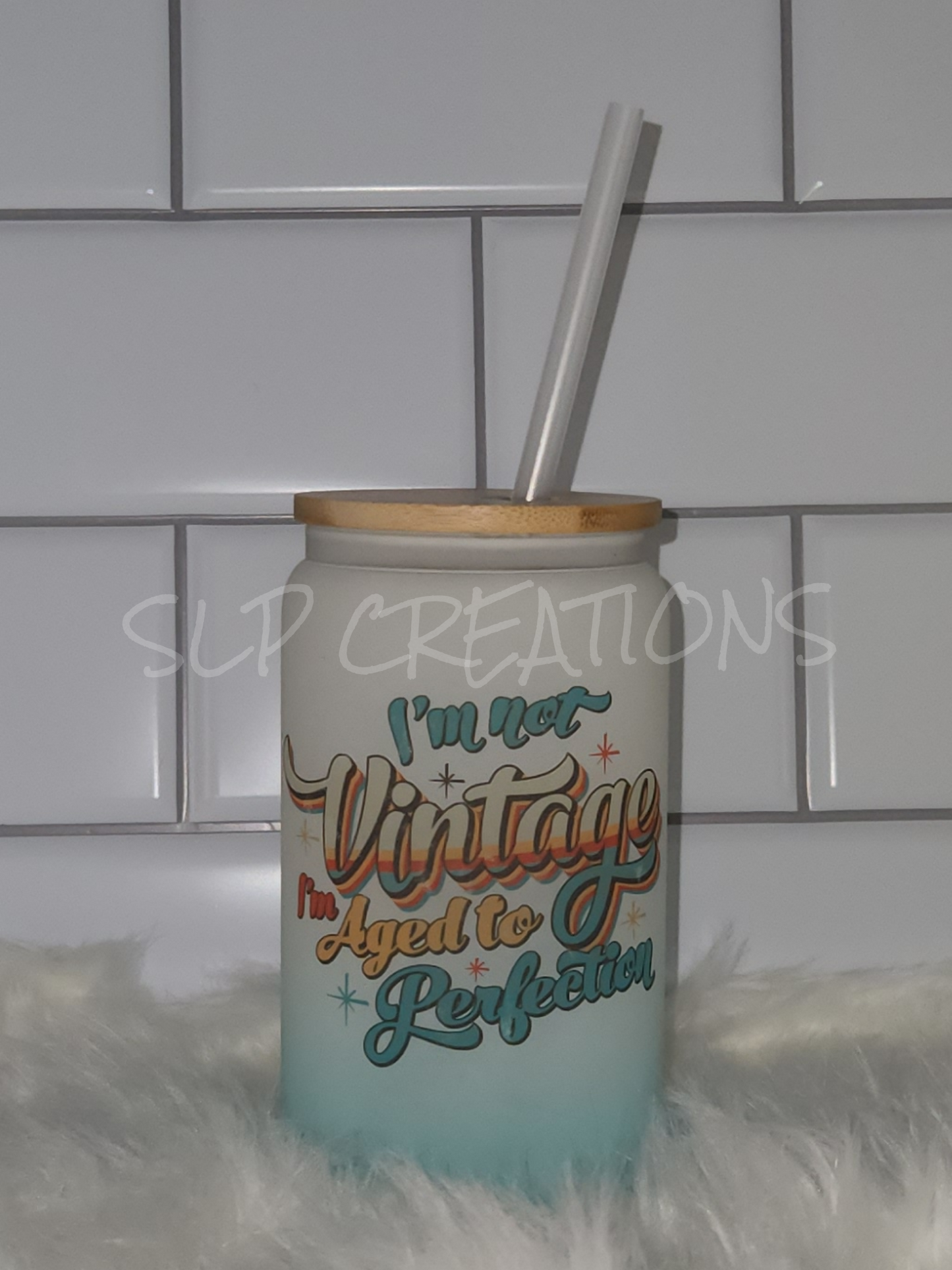Vintage Frosted Glass Can