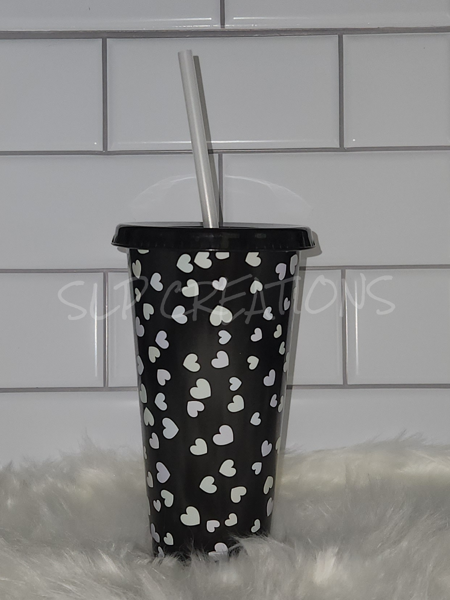 Black Multi Heart Color Change Cup