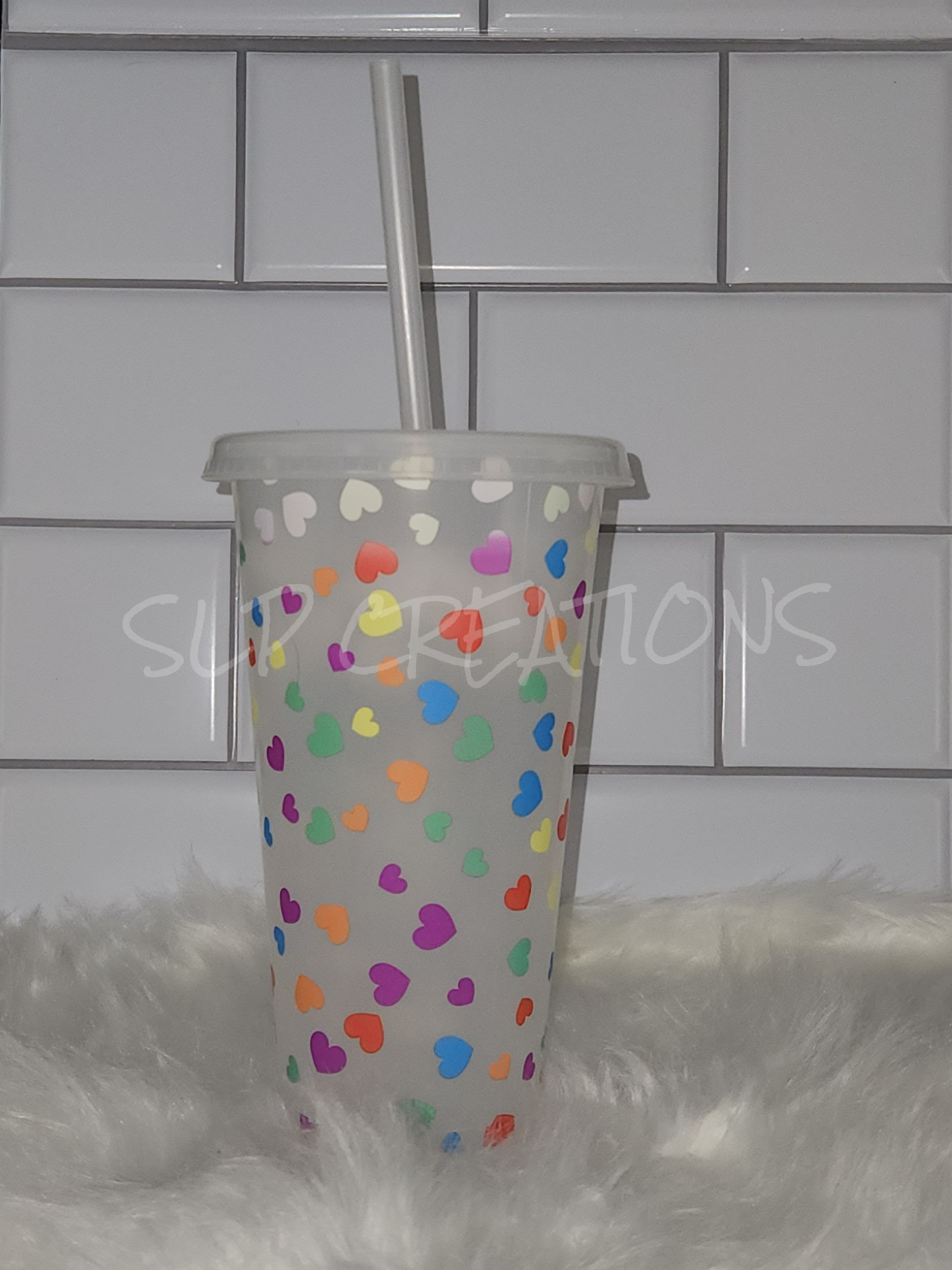 Clear Multi Heart Color Change Cup