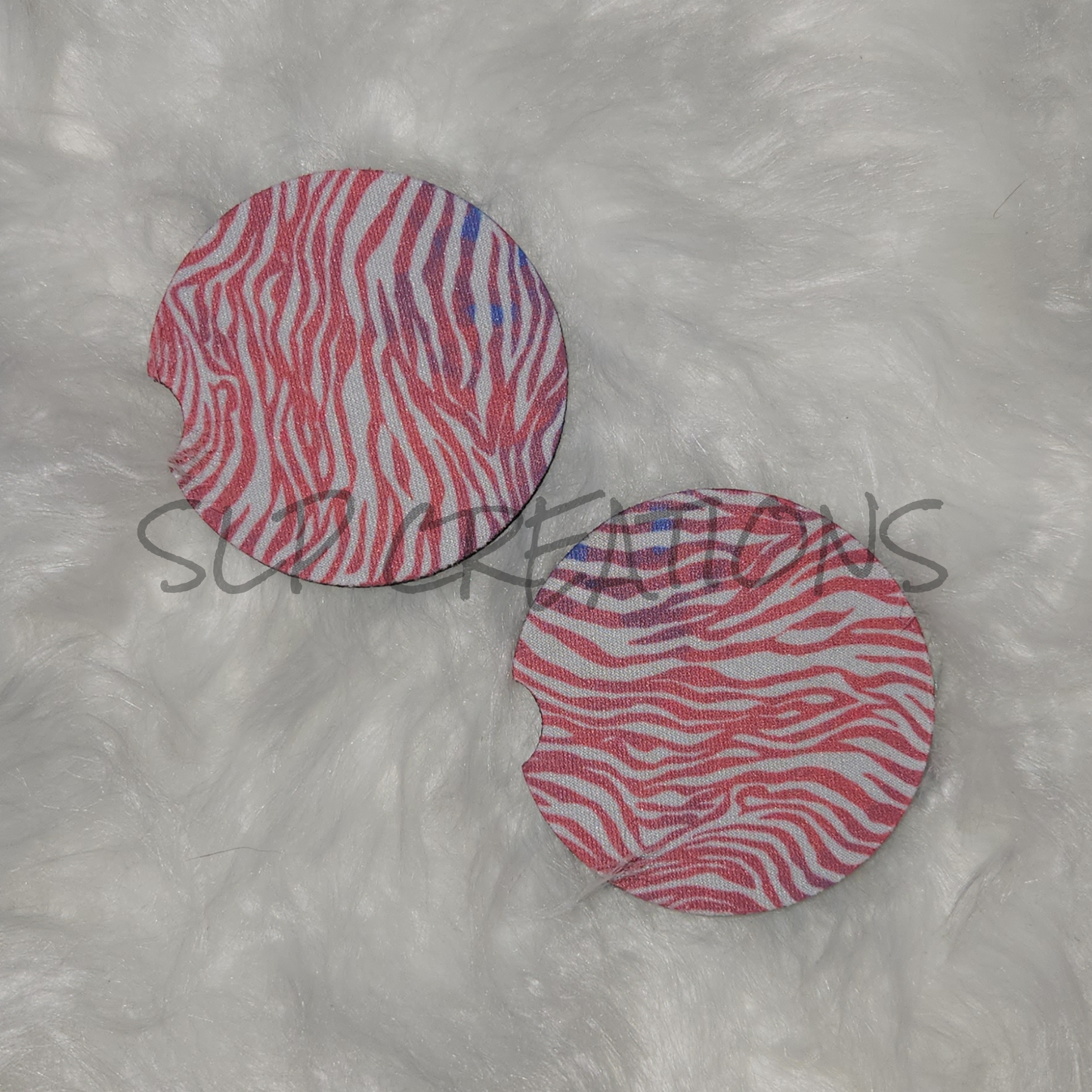 Pink Zebra Print Car Coasters