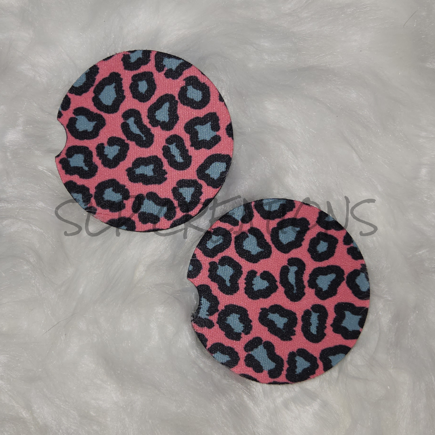 Pink Leopard Car Coasters