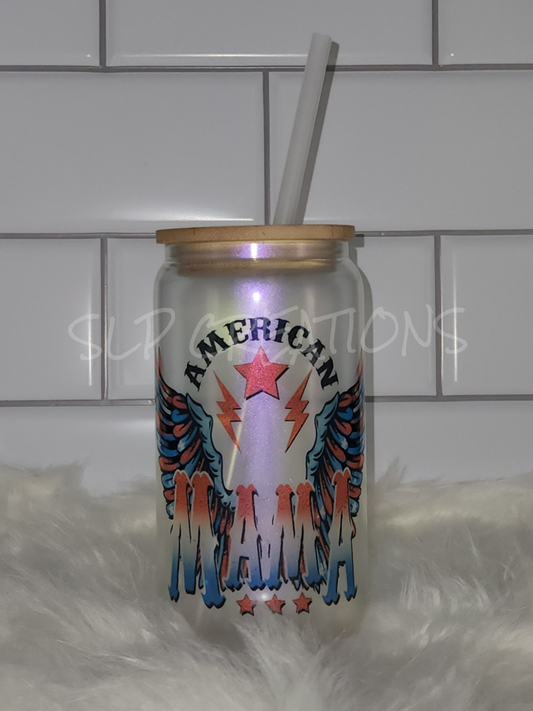 American Mama Iridescent Glass Can