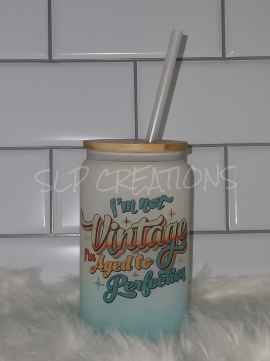 Vintage Frosted Glass Can