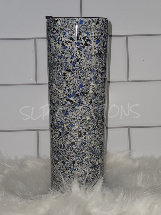 Blue/Black/White Speckled Tumbler