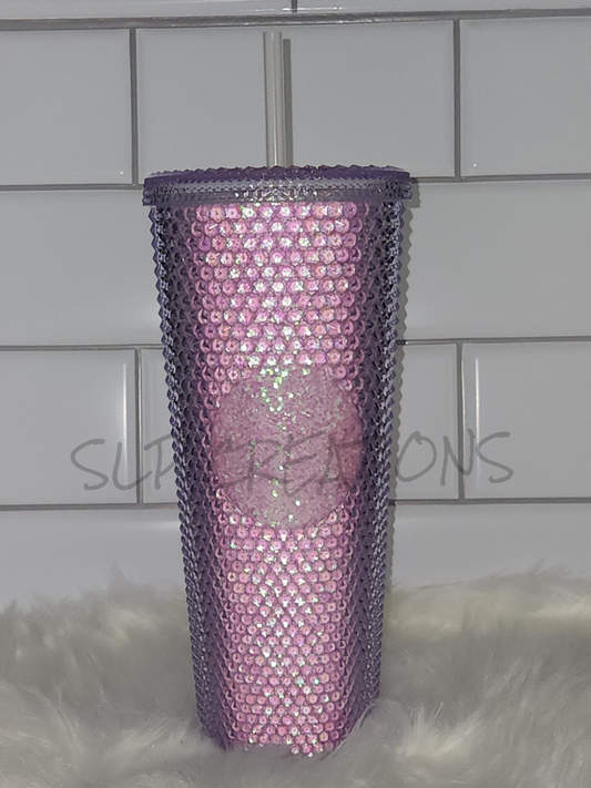 Purple Glitter Studded Tumbler
