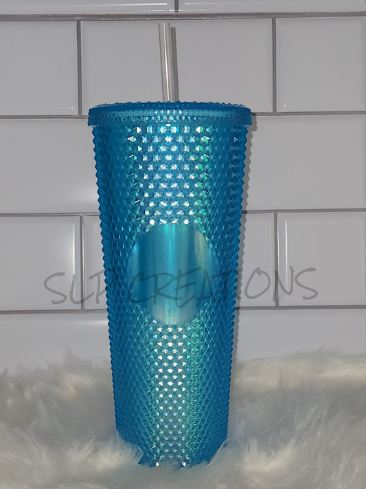 Blue Iridescent Studded Tumbler