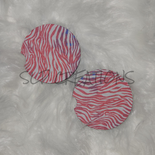 Pink Zebra Print Car Coasters