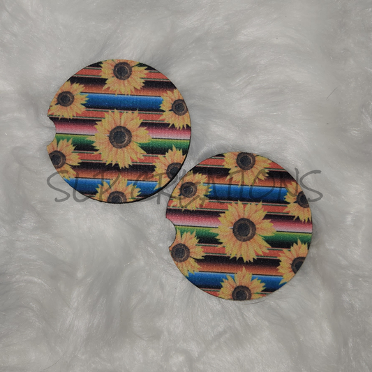 Sunflower Serape Car Coasters