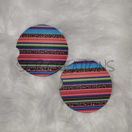 Thick Leopard Serape Car Coasters